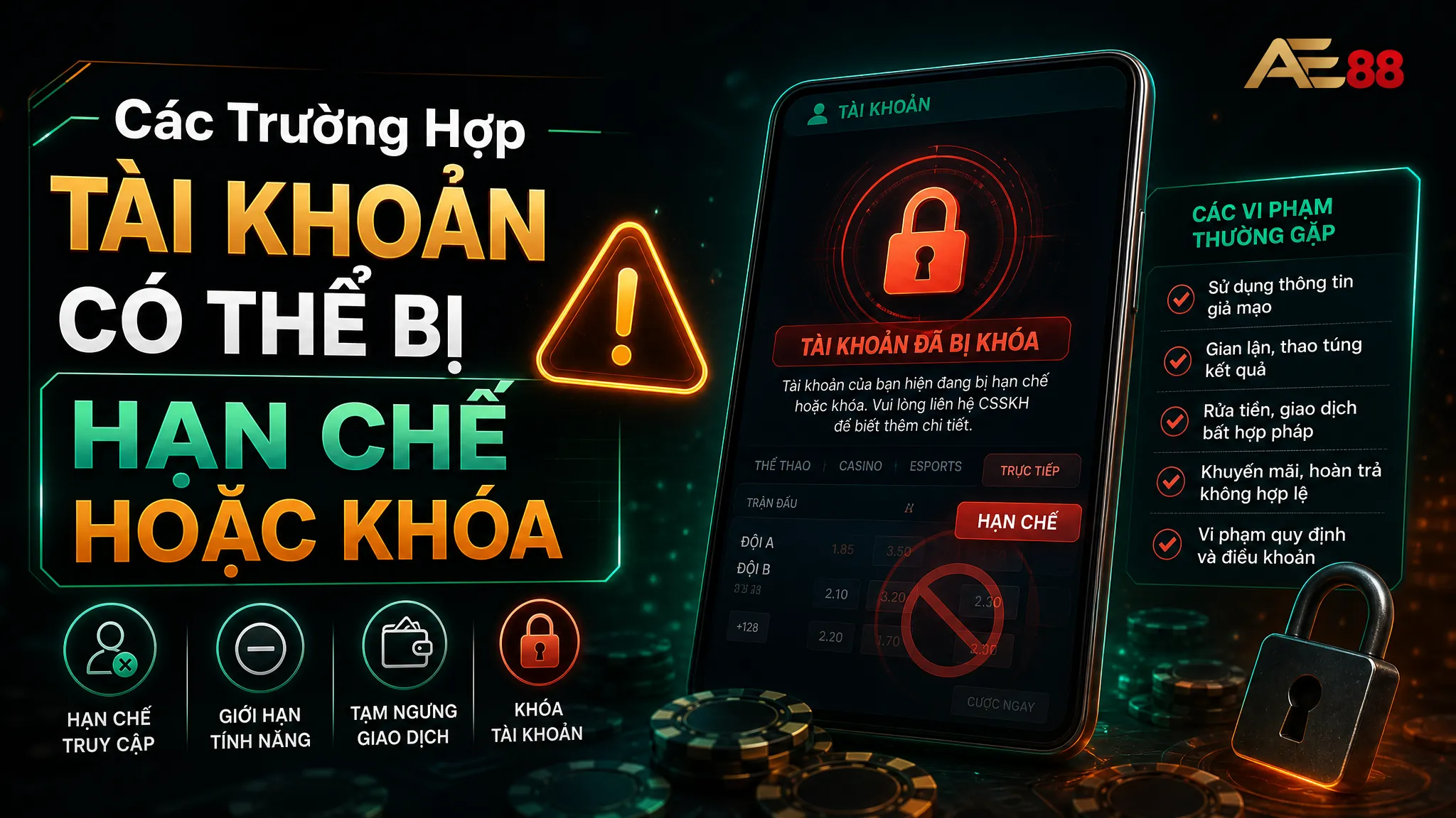 Các Trường Hợp Tài Khoản Có Thể Bị Hạn Chế Hoặc Khóa