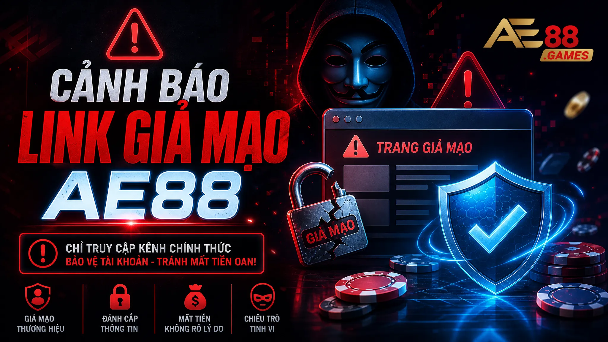 Link Vào AE88 Mới Nhất 2026 – Cập Nhật Đường Dẫn Truy Cập An Toàn 3 Cảnh báo link giả mạo AE88