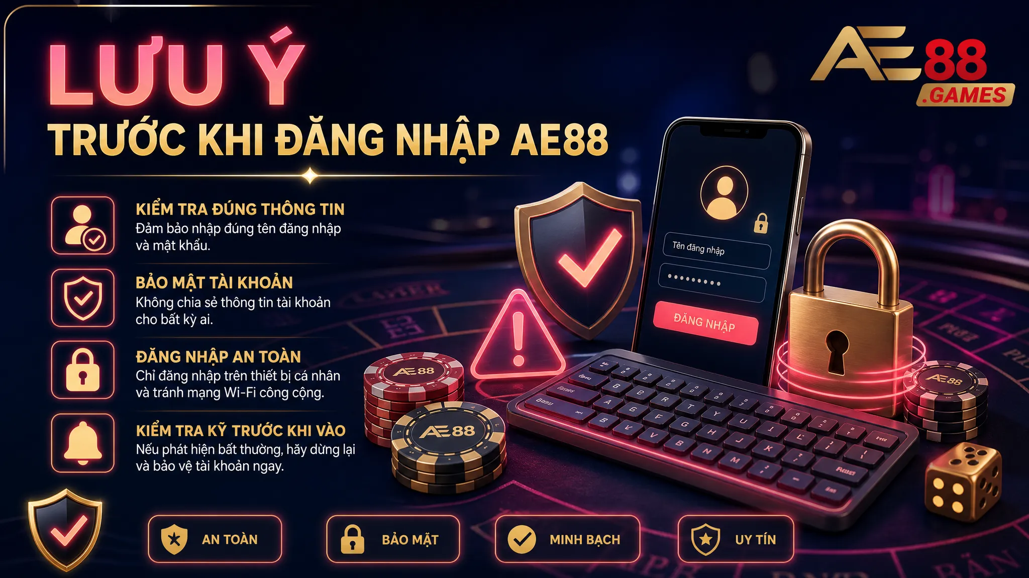 Link Vào AE88 Mới Nhất 2026 – Cập Nhật Đường Dẫn Truy Cập An Toàn 4 Lưu ý trước khi đăng nhập AE88
