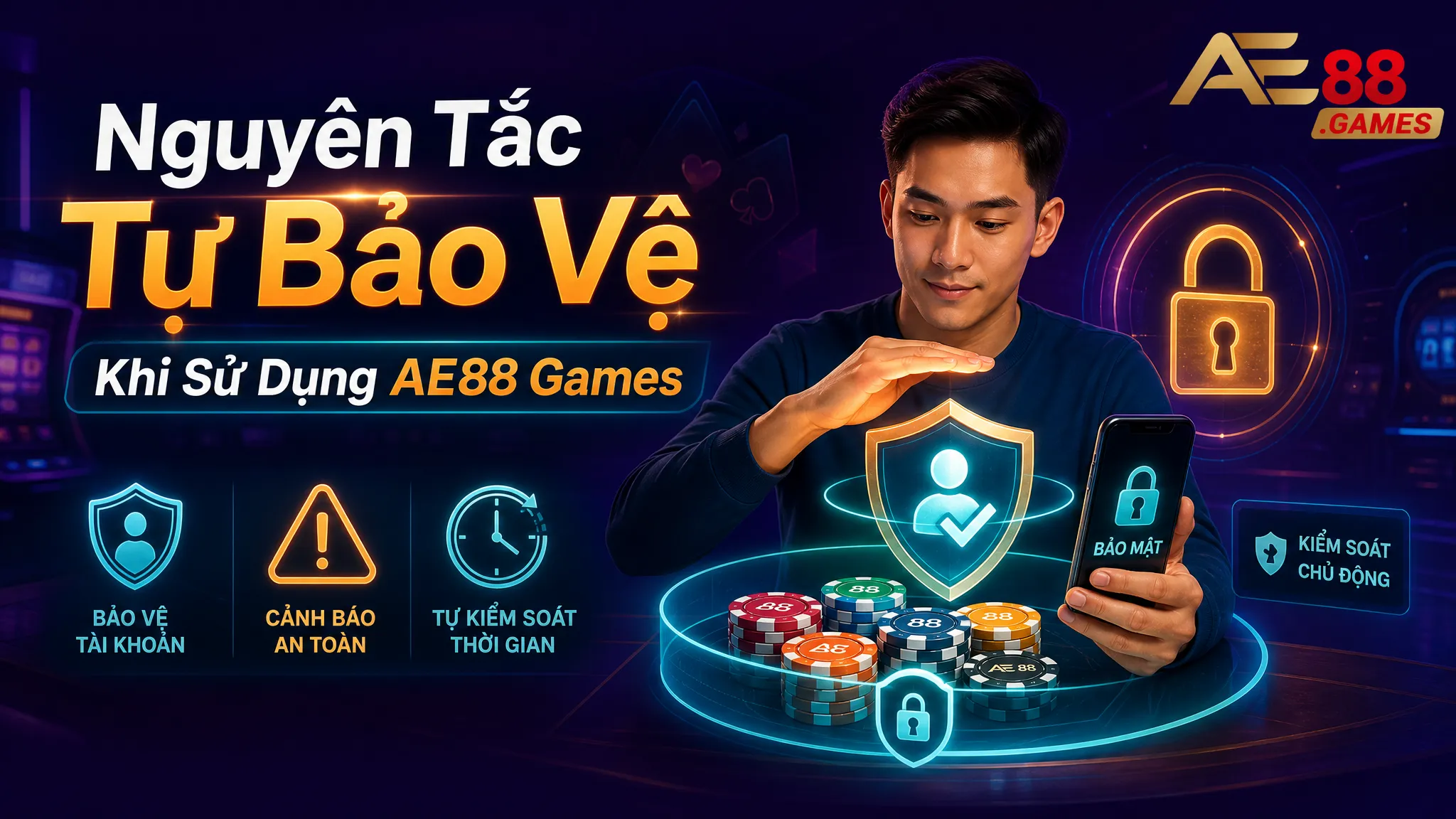 Chơi Có Trách Nhiệm AE88 Games – Nguyên Tắc Kiểm Soát Rủi Ro 4 Nguyên Tắc Tự Bảo Vệ Khi Sử Dụng AE88 Games