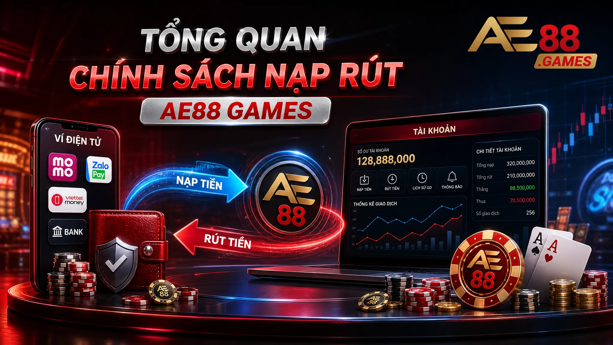 Chính Sách Nạp Rút AE88 Games – Quy Định Giao Dịch, Hạn Mức Và Xử Lý Lỗi 1 Tổng Quan Chính Sách Nạp Rút AE88 Games